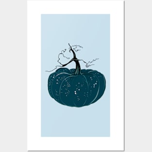 Navy Halloween Pumpkin Posters and Art